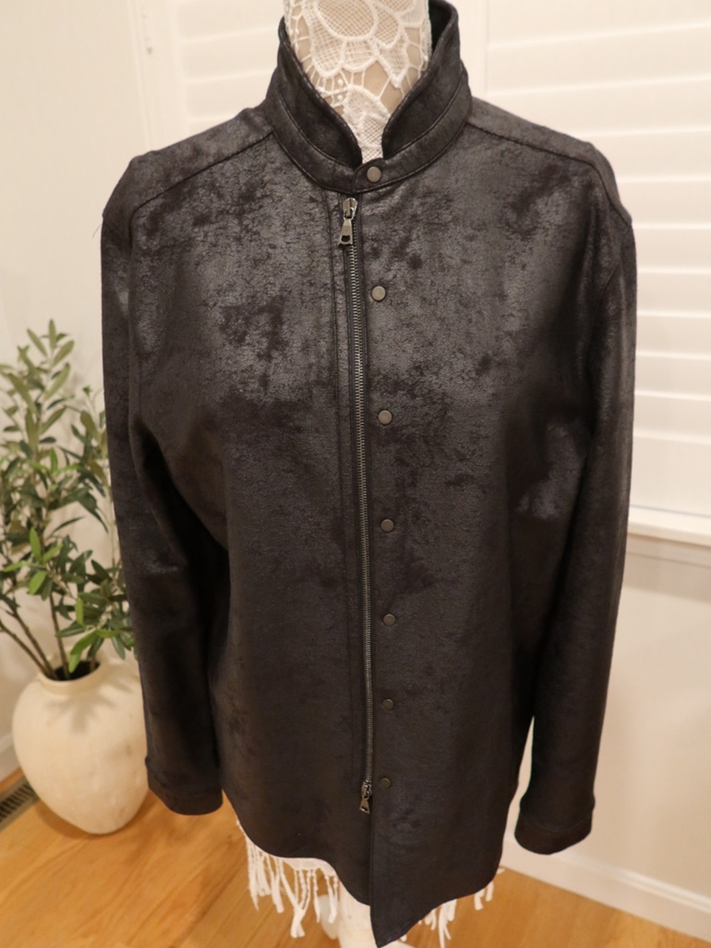 John Varvatos Black Faux-Suede Jacket